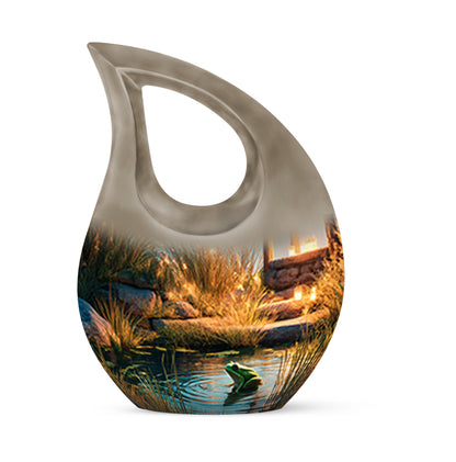 Personalized Elegant Frog Cremation Urns - Blue 10-inch, 200 cu in - Yatskia