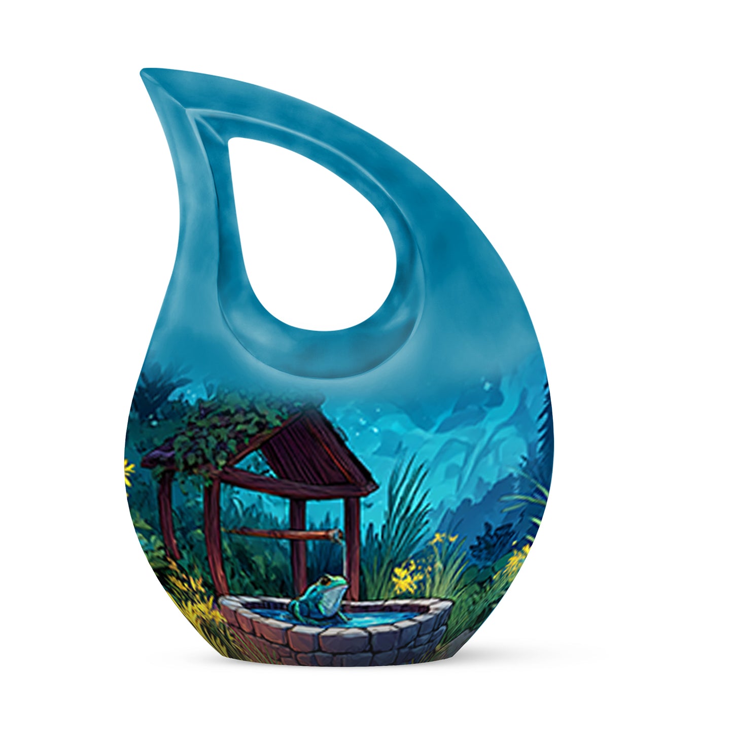 Blue Stately Frog Cremation Urns for Human Ashes - 10-inch, 200 cu in - Yatskia