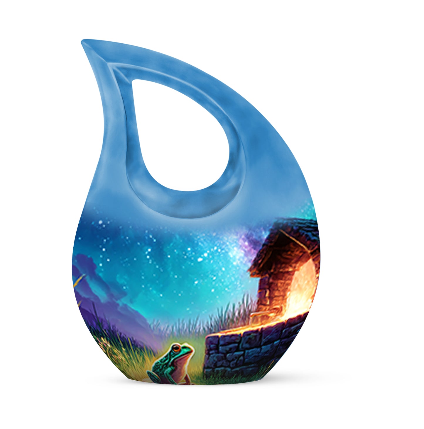 Illustrious Frog Memorial Cremation Urns - Blue 10-inch, 200 cu in - Yatskia