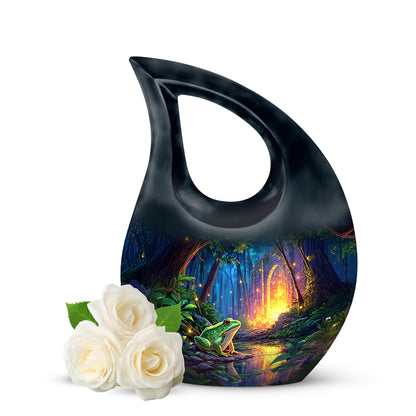 Blue Stately Frog Cremation Urns for Human Ashes - 10-inch, 200 cu in - Yatskia