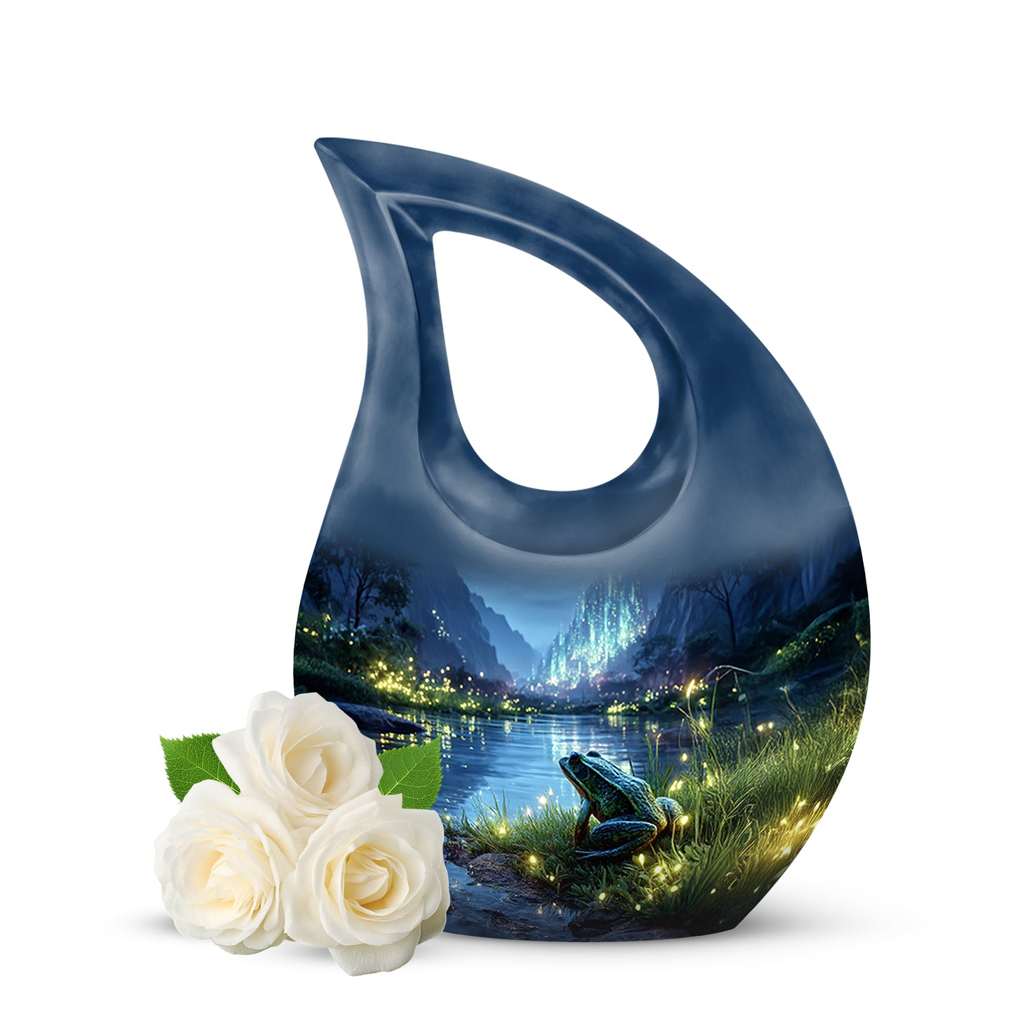Personalized Blue Frog Cremation Urns for Ashes - Captivating 10-inch - Yatskia