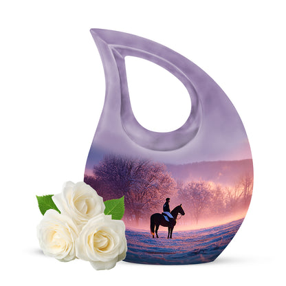 Everlasting Purple Horse Polo Celebration Urn for Human Ashes - 10-inch, 200 cu in - Yatskia