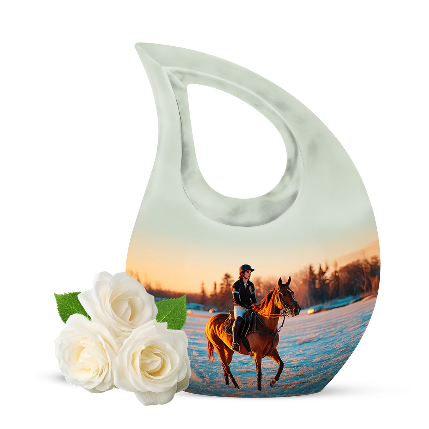 Silver Horse Polo Cremation Urns - Glorious Sanctuary 10-inch, 200 cu in - Yatskia