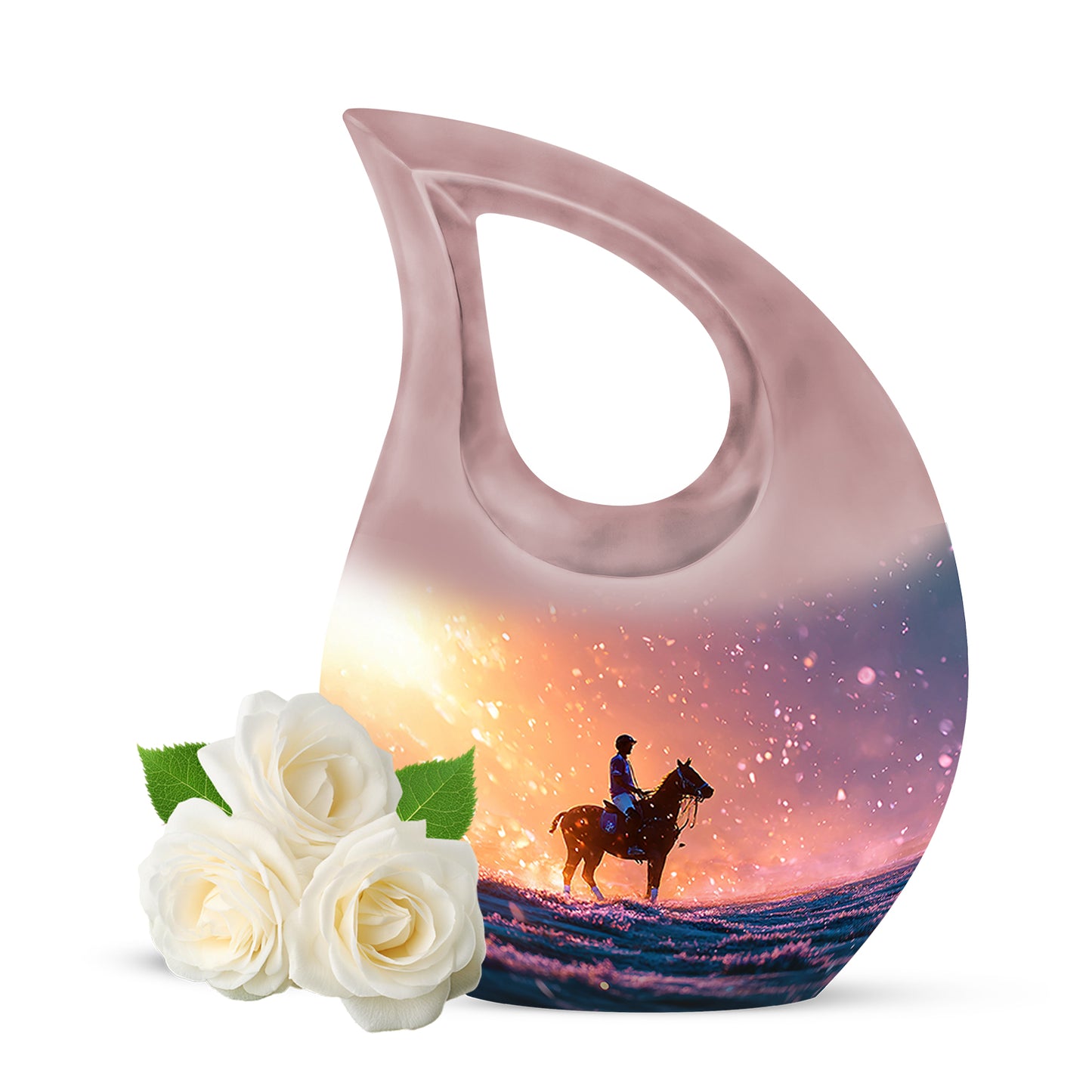 Red Horse Polo Cremation Urns - Enduring Passage 10-inch, 200 cu in - Yatskia