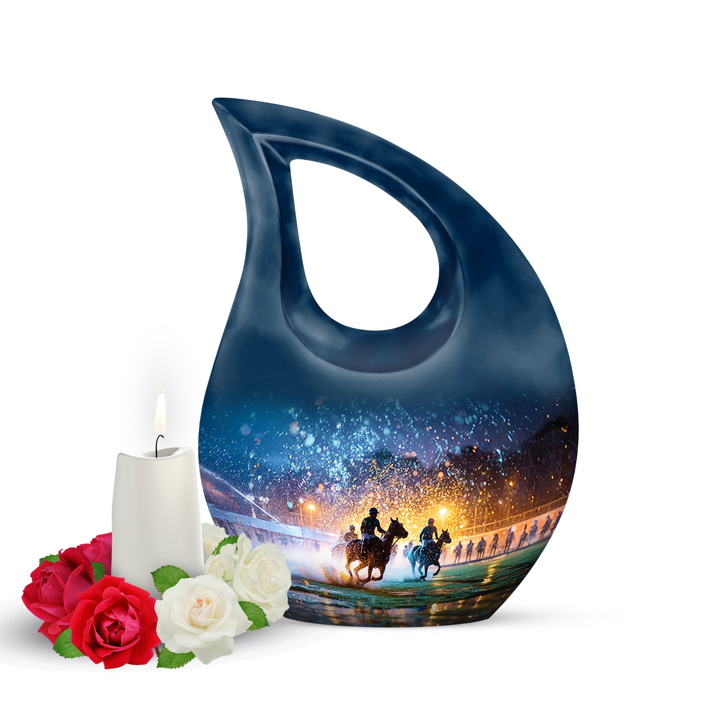 Personalized Blue Horse Polo Cremation Urns for Ashes - Transcendent 10-inch - Yatskia