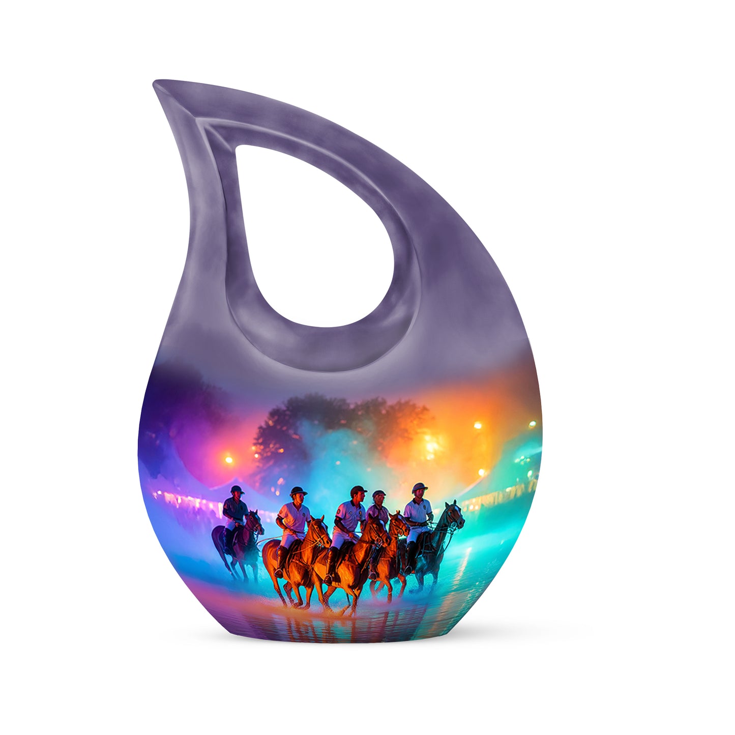 Personalized Magnificent Horse Polo Cremation Urns - Purple 10-inch, 200 cu in - Yatskia