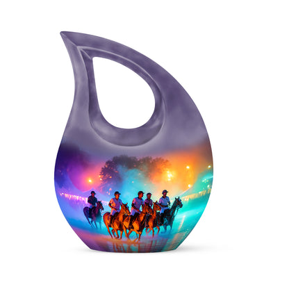 Personalized Magnificent Horse Polo Cremation Urns - Purple 10-inch, 200 cu in - Yatskia