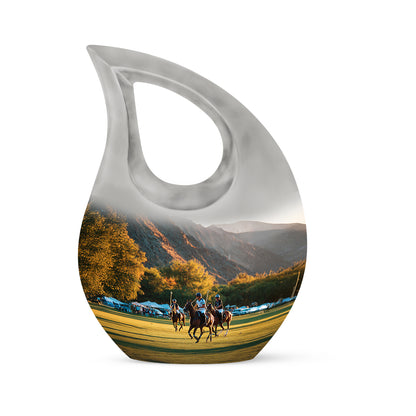 Silver Horse Polo Cremation Urns - Glorious Comfort 10-inch, 200 cu in - Yatskia