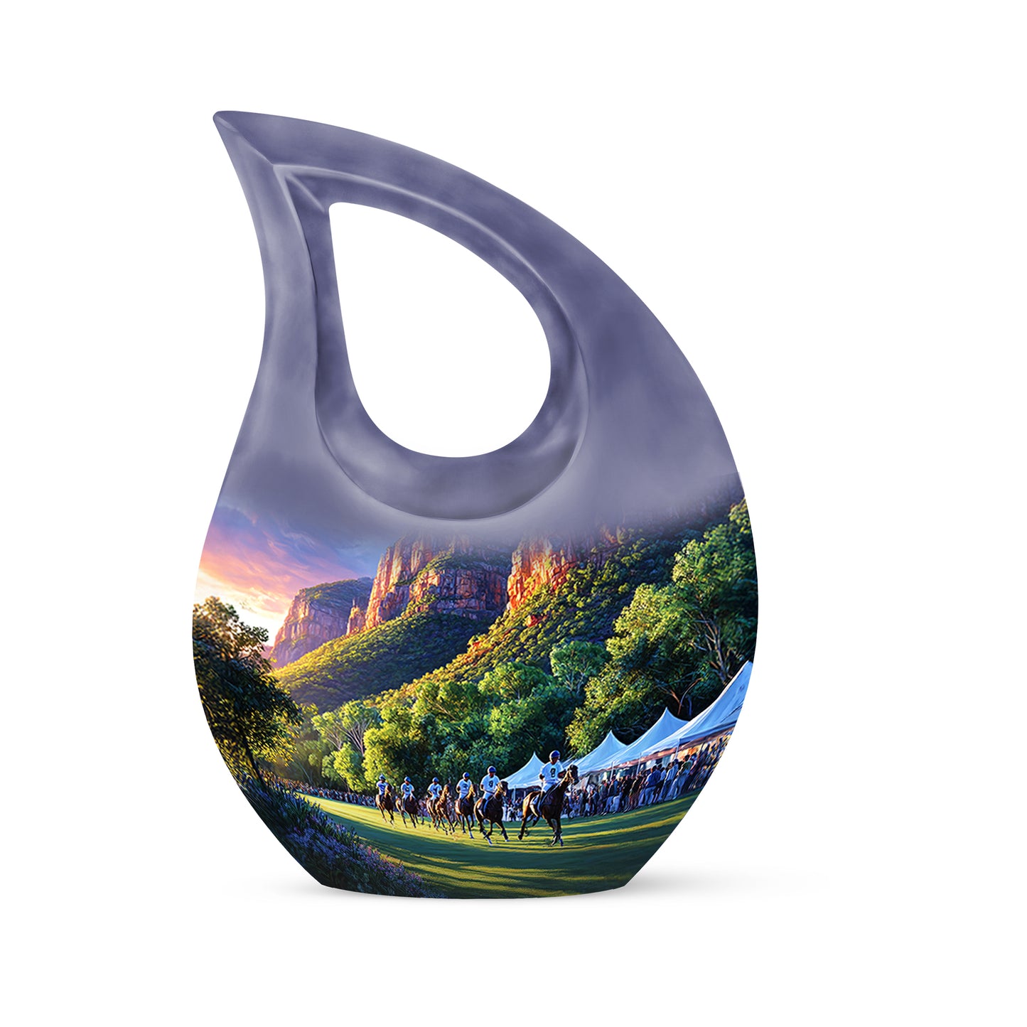 Purple Horse Polo Cremation Urns - Honored Haven 10-inch, 200 cu in - Yatskia