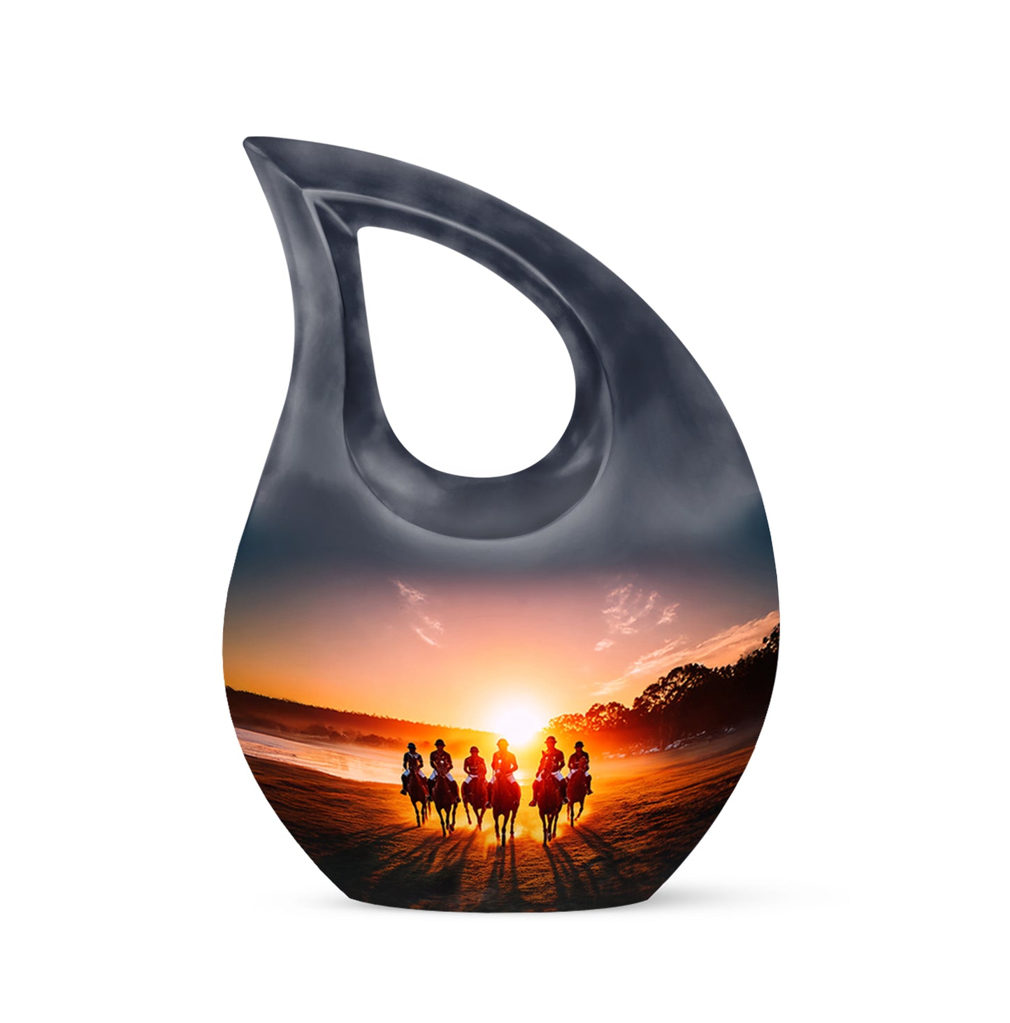 Personalized Horse Polo Cremation Urns - Tranquil Black 10-inch, 200 cu in - Yatskia