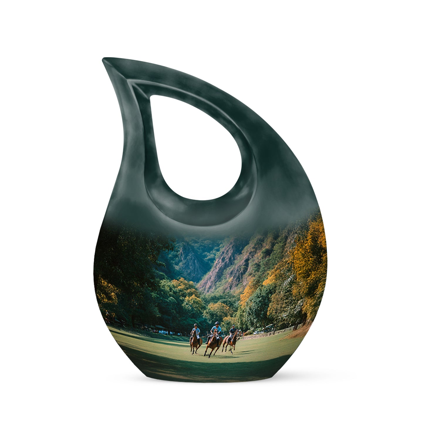 Teal Horse Polo Cremation Urns - Imperial Guardian 10-inch, 200 cu in - Yatskia