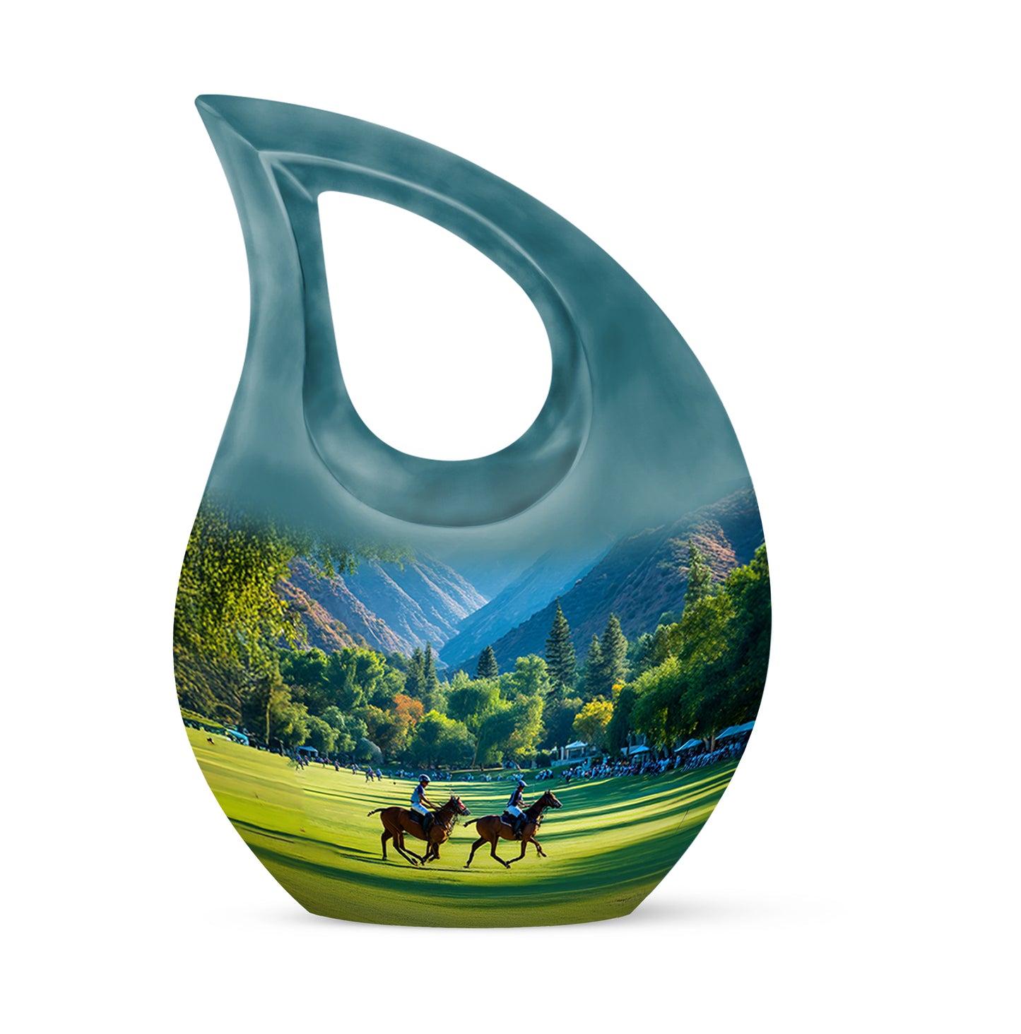 Personalized Teal Horse Polo Cremation Urns for Ashes - Captivating 10-inch - Yatskia