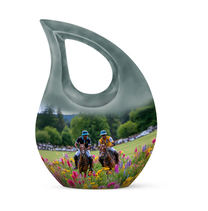 Personalized Seraphic Horse Polo Cremation Urns - Gray 10-inch, 200 cu in - Yatskia