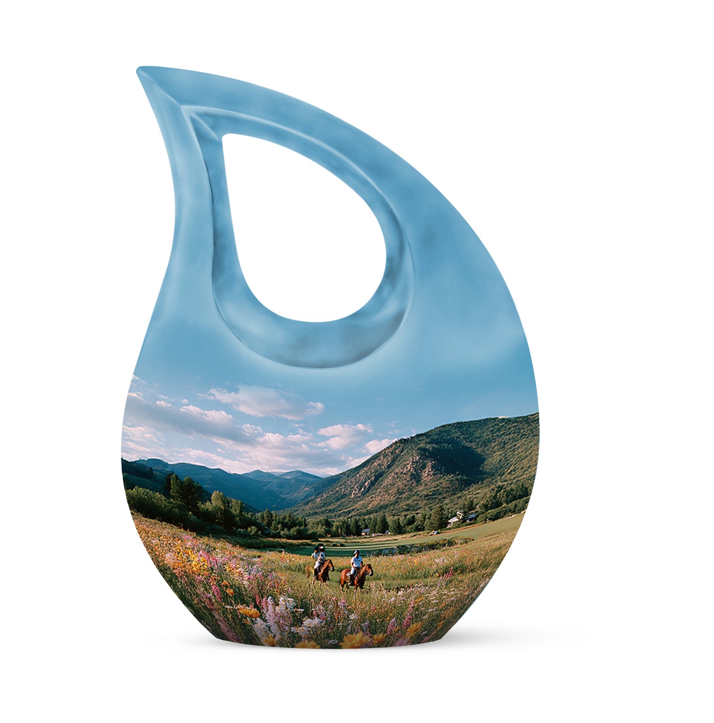 Personalized Blue Horse Polo Cremation Urns for Ashes - Majestic 10-inch - Yatskia