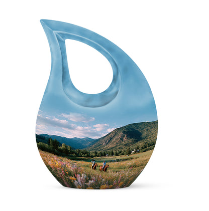 Personalized Blue Horse Polo Cremation Urns for Ashes - Majestic 10-inch - Yatskia