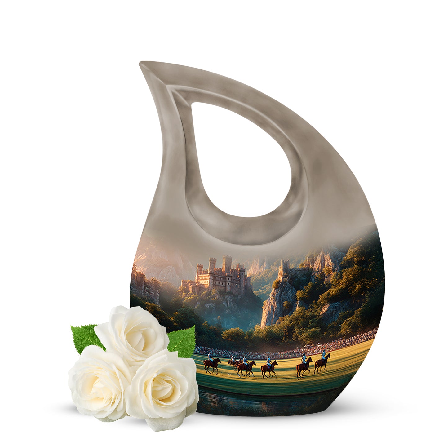 Regal Horse Polo Memorial Cremation Urns - Gold 10-inch, 200 cu in - Yatskia
