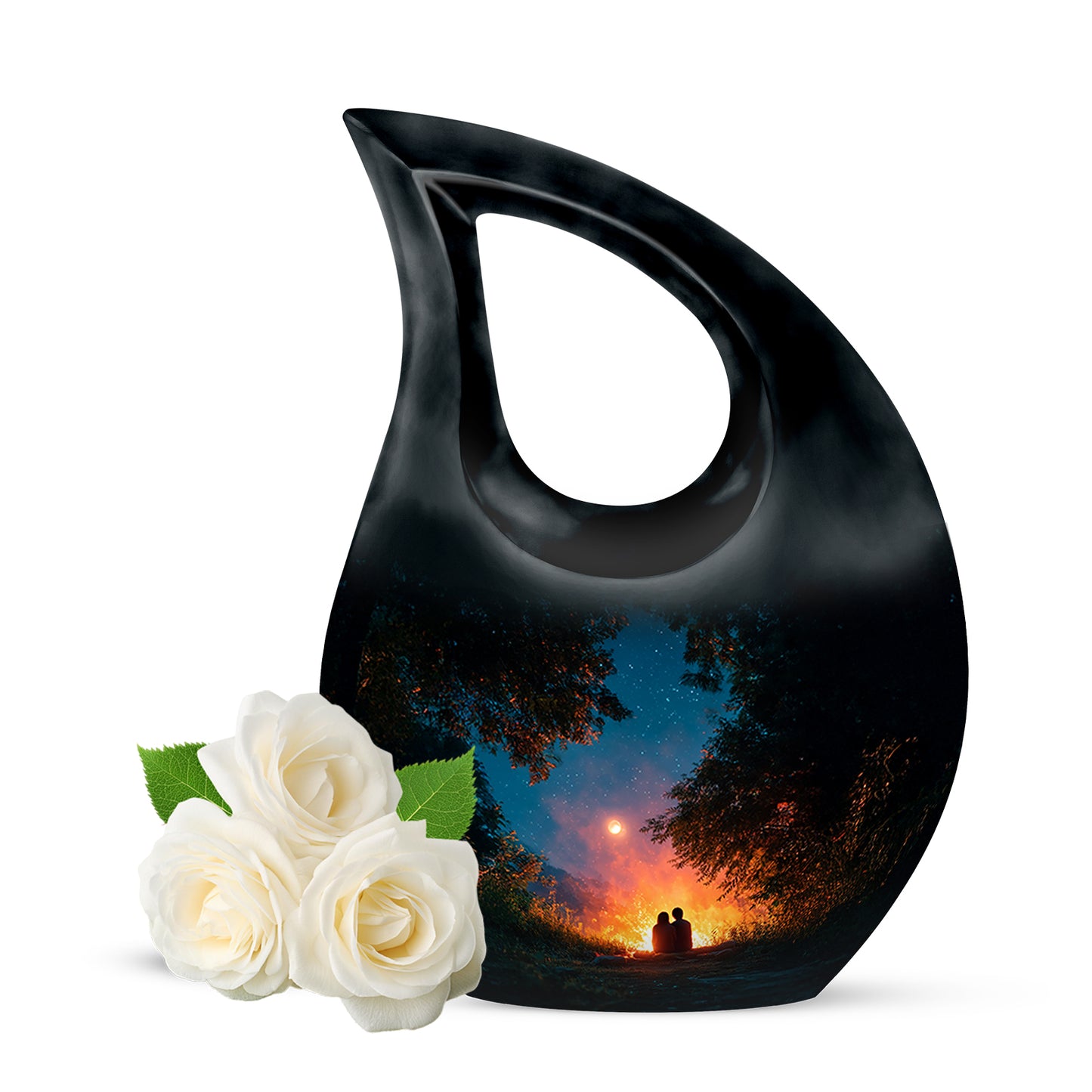 Teal Stately Campfire Cremation Urns for Human Ashes - 10-inch, 200 cu in - Yatskia