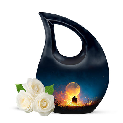 Blue Beloved Campfire Cremation Urns for Human Ashes - 10-inch, 200 cu in - Yatskia