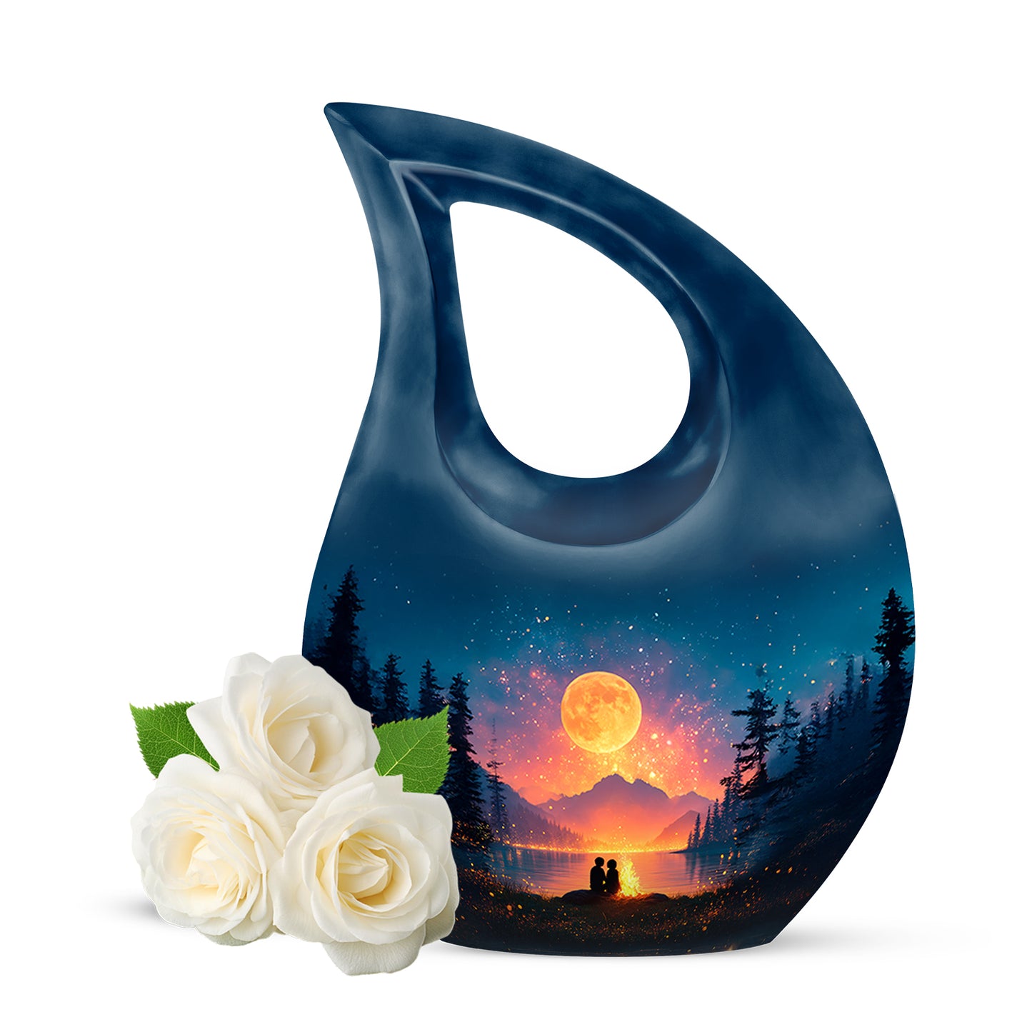 Hallowed Campfire Cremation Urns for Human Ashes - Blue 10-inch - Yatskia