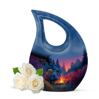 Sublime Campfire Cremation Urns for Human Ashes - Blue 10-inch - Yatskia