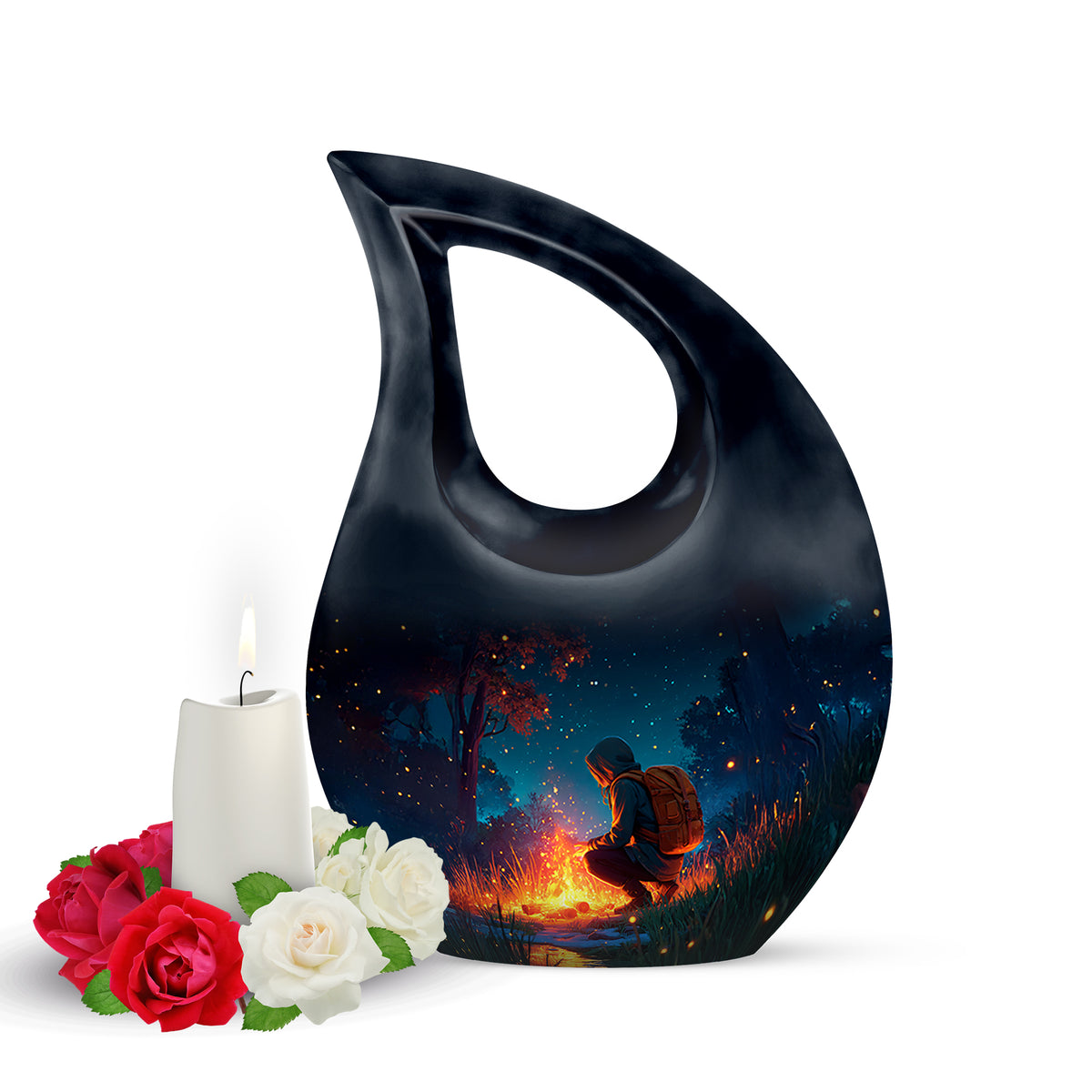 Personalized Campfire Cremation Urns - Wondrous Blue - Yatskia