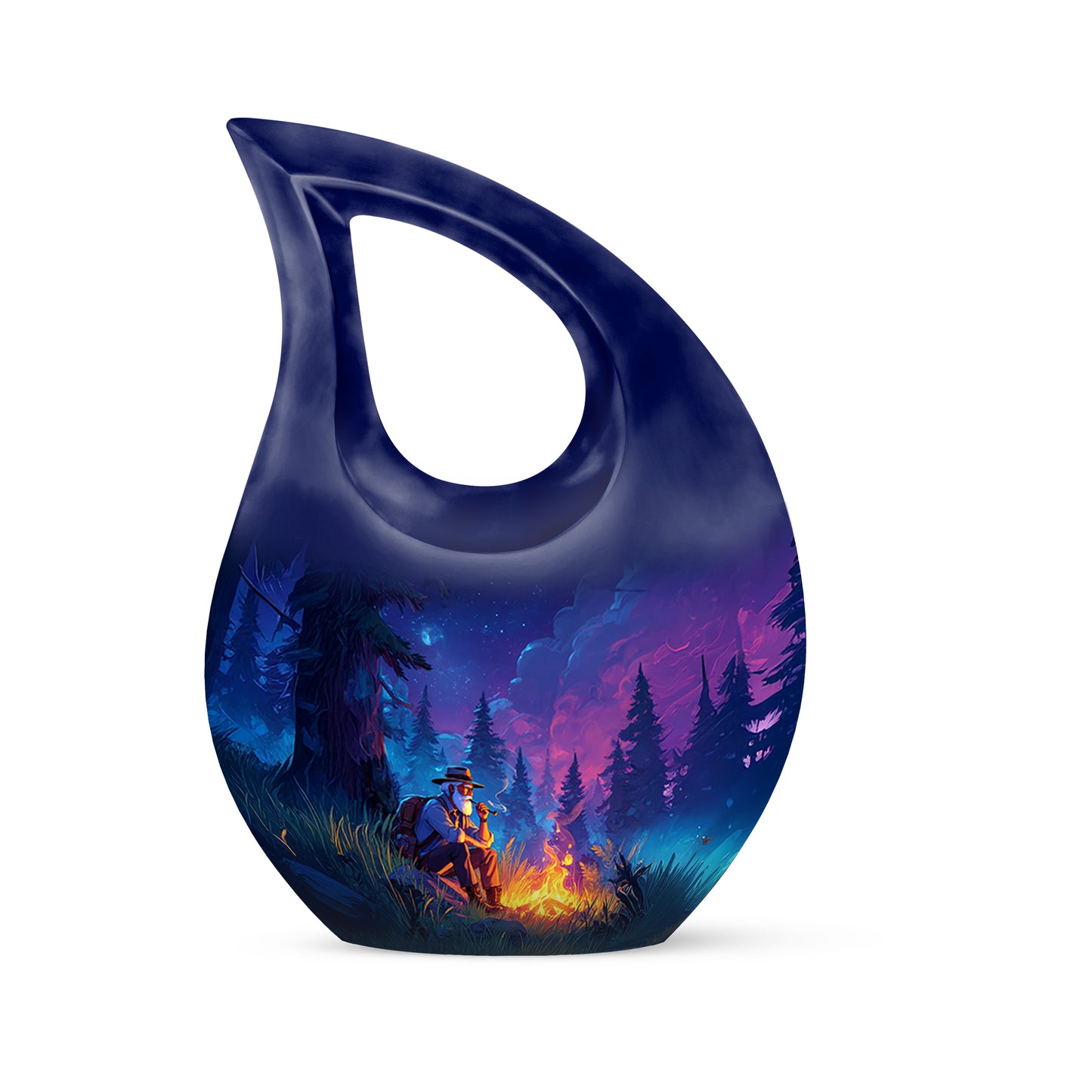 Blue Exquisite Campfire Memorial Urn for Ashes - 10-inch, 200 cu in - Yatskia