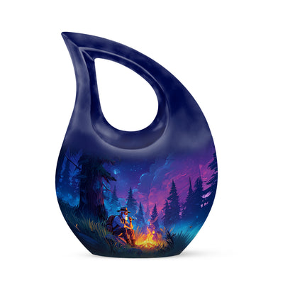 Blue Exquisite Campfire Memorial Urn for Ashes - 10-inch, 200 cu in - Yatskia