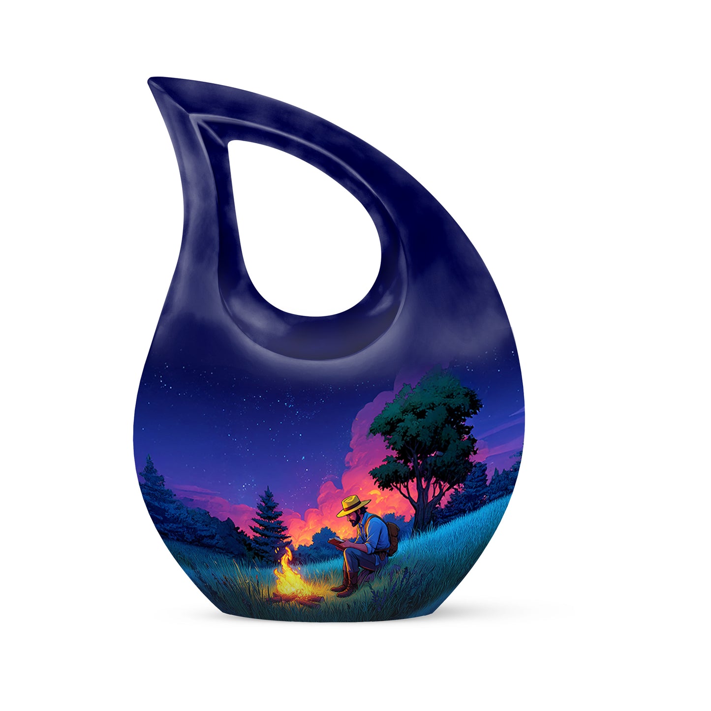 Personalized Eternal Campfire Cremation Urns - Blue 10-inch, 200 cu in - Yatskia