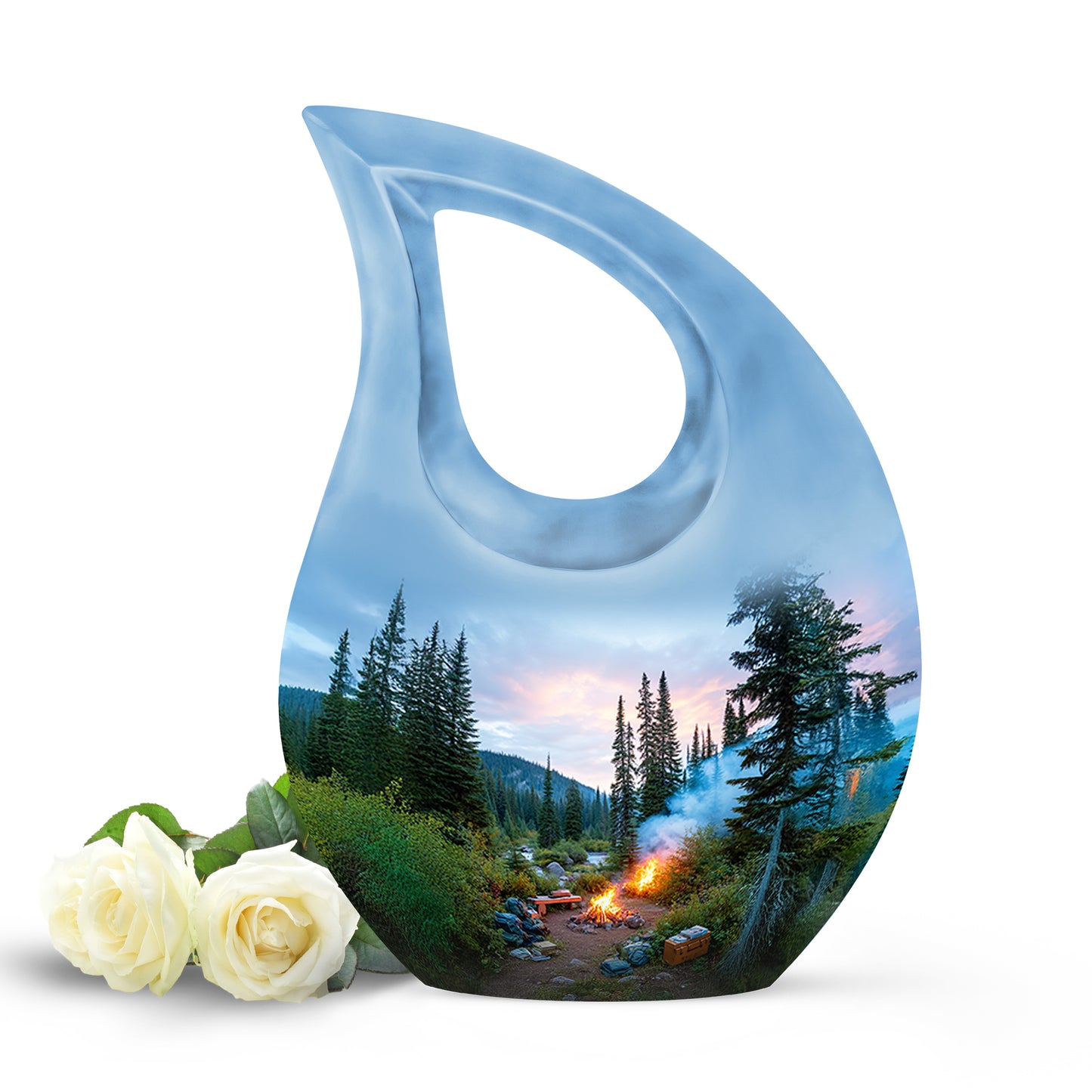 Stunning Blue Campfire Guardian Urn for Human Ashes - 10-inch, 200 cu in - Yatskia