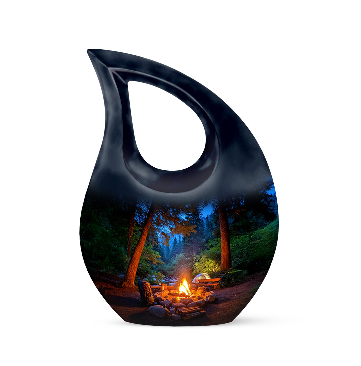 Graceful Blue Campfire Embrace Urn for Human Ashes - 10-inch, 200 cu in - Yatskia