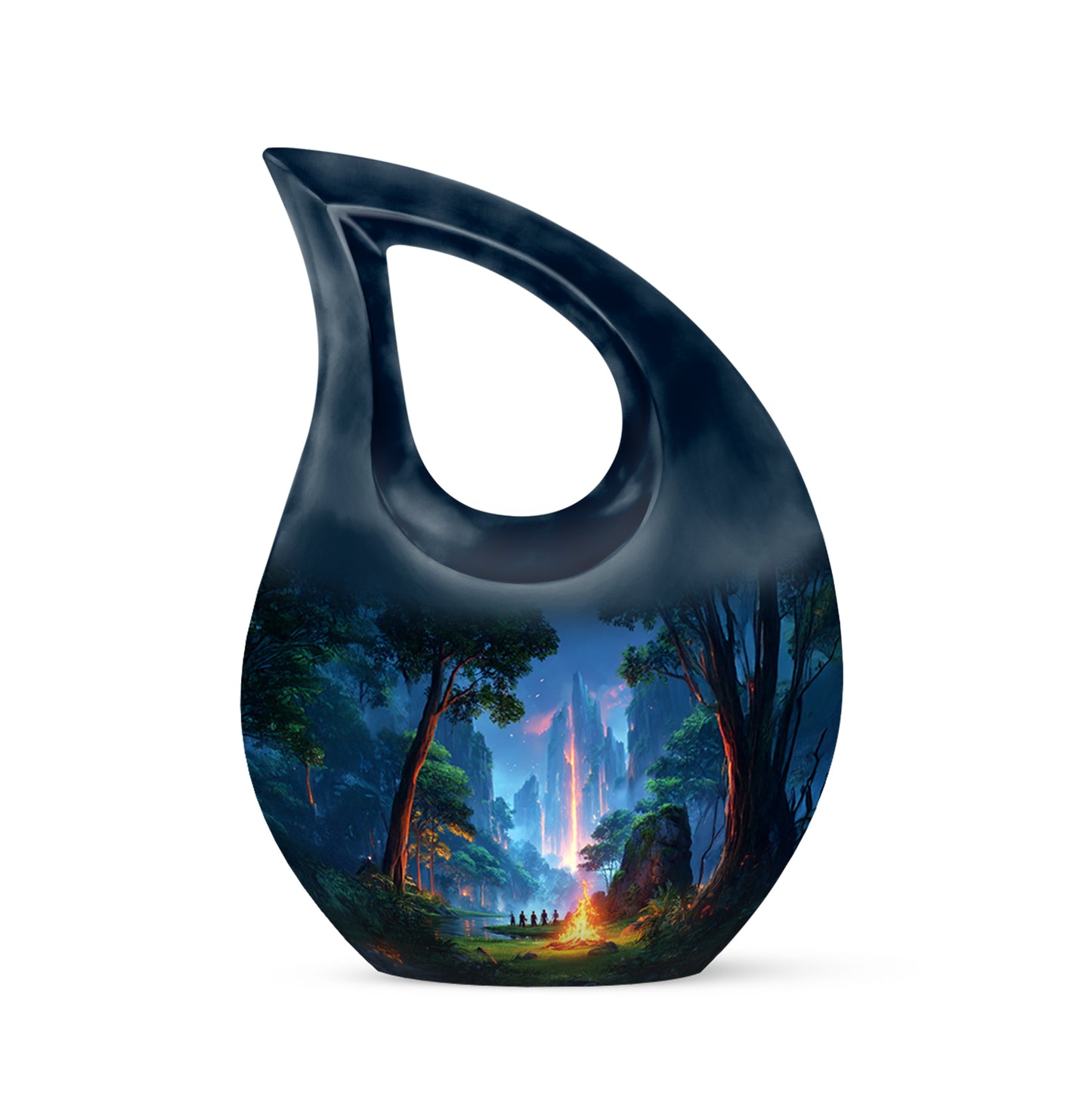 Blue Exquisite Campfire Memorial Urn for Ashes - 10-inch, 200 cu in - Yatskia