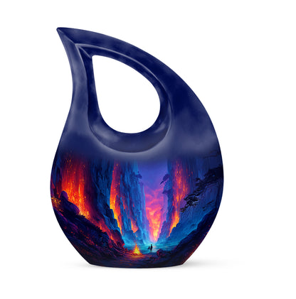Lustrous Campfire Cremation Urns for Human Ashes - Blue 10-inch - Yatskia