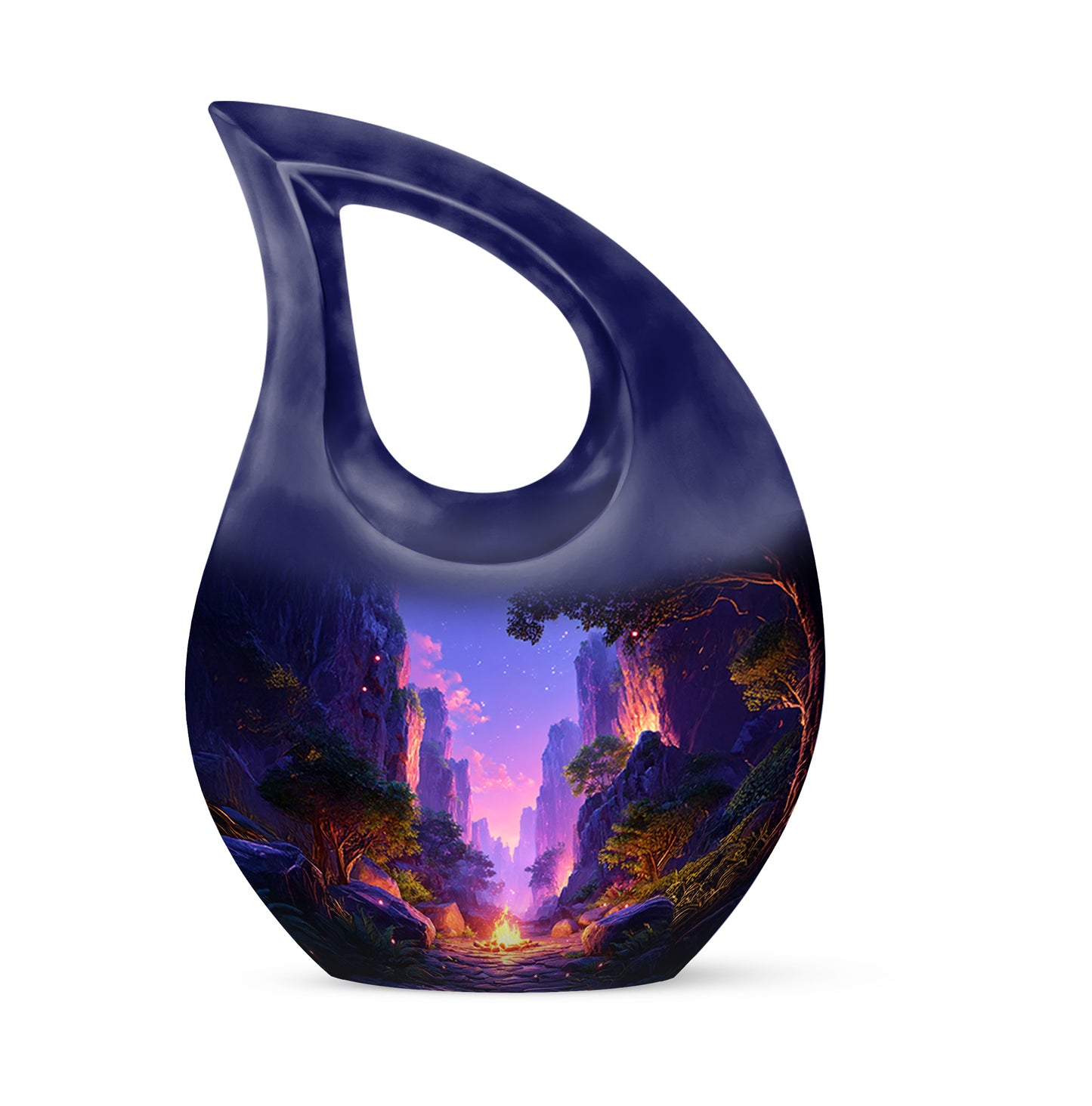 Personalized Elegant Campfire Cremation Urns - Blue 10-inch, 200 cu in - Yatskia