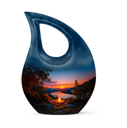 Blue Campfire Farewell Cremation Urns for Human Ashes - 10-inch, 200 cu in - Yatskia