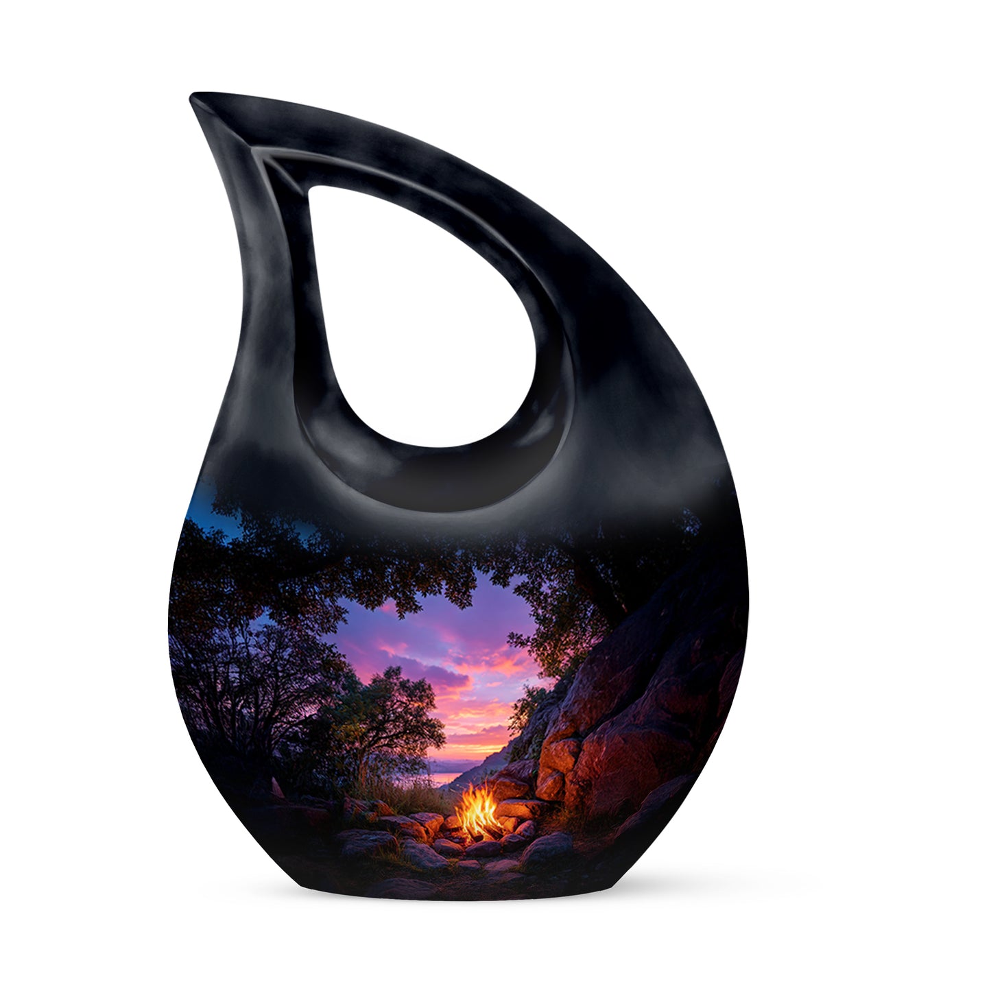 Black Comforting Campfire Memorial Urn for Ashes - 10-inch, 200 cu in - Yatskia