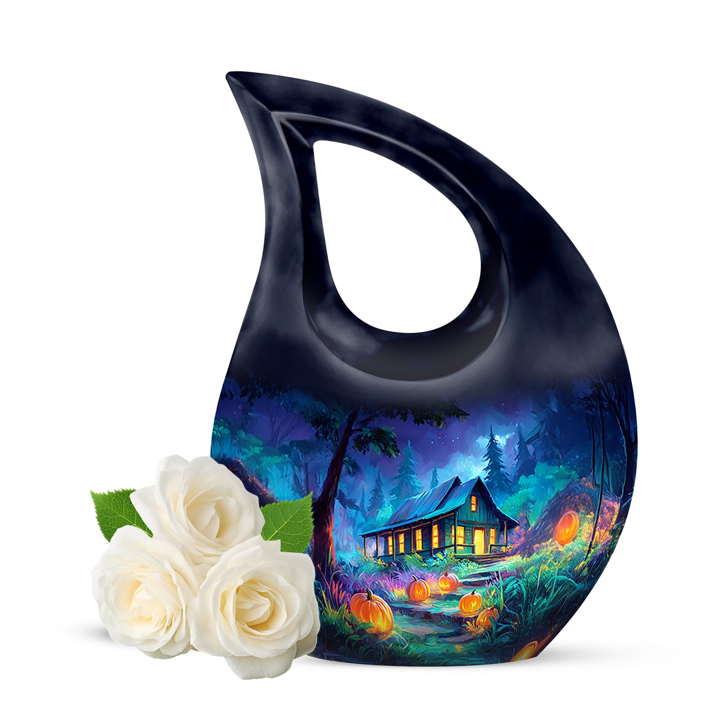 Personalized Seraphic Halloween Cremation Urns - Blue 10-inch, 200 cu in - Yatskia
