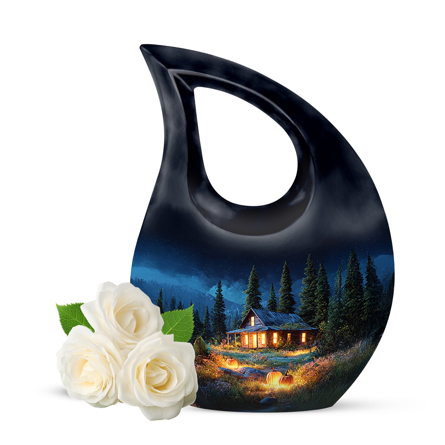 Harmonious Halloween Cremation Urns for Human Ashes - Blue 10-inch - Yatskia