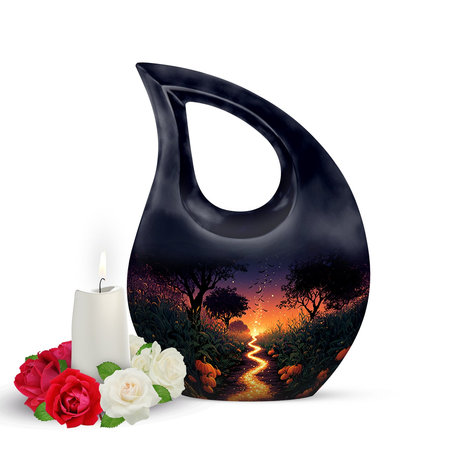 Ethereal Halloween Memorial Cremation Urns - Blue 10-inch, 200 cu in - Yatskia