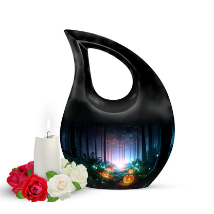Personalized Halloween Cremation Urns - Tranquil Black 10-inch, 200 cu in - Yatskia