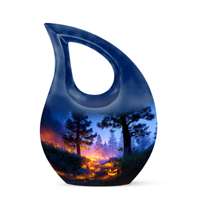 Lustrous Halloween Cremation Urns for Human Ashes - Blue 10-inch - Yatskia
