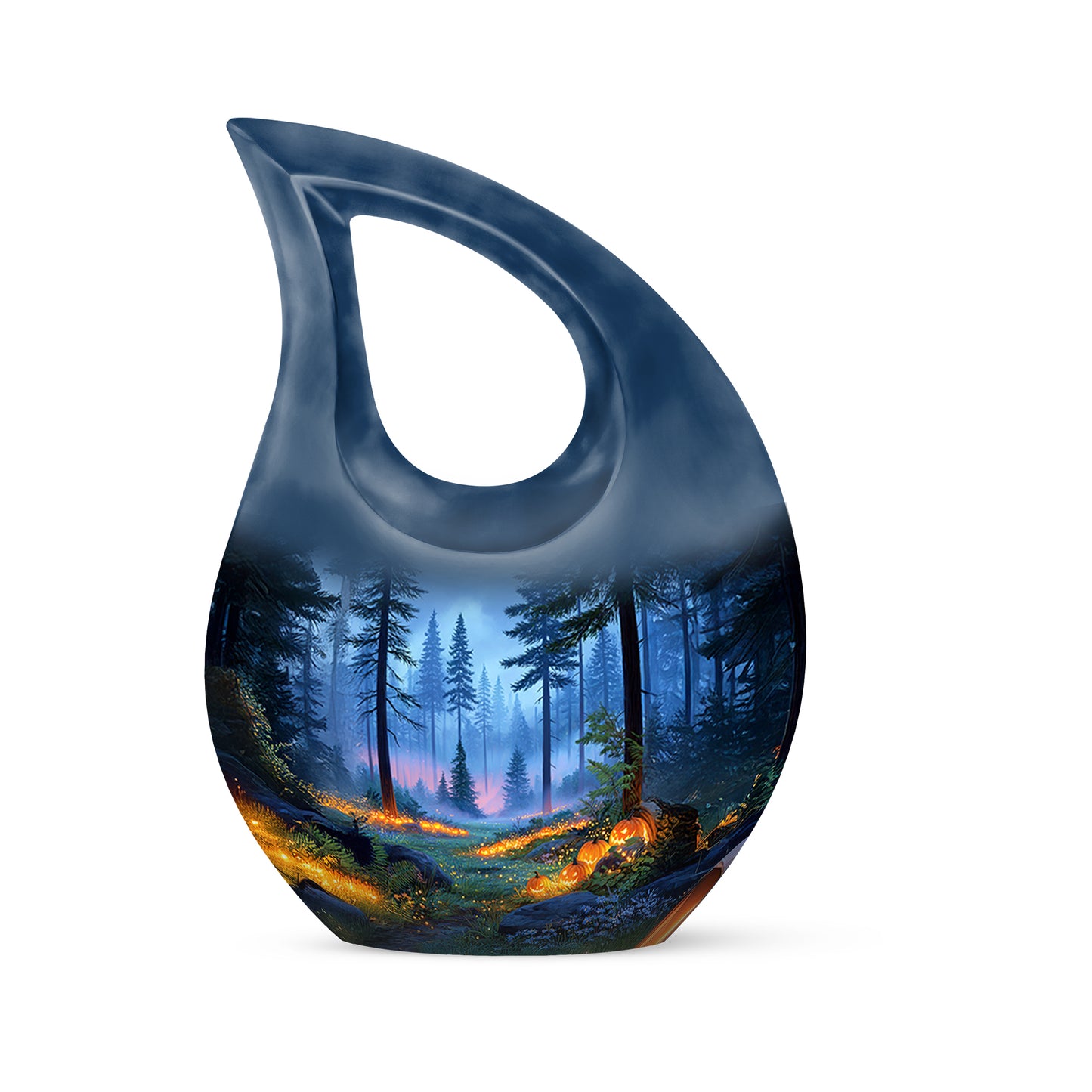 Blue Comforting Halloween Memorial Urn for Ashes - 10-inch, 200 cu in - Yatskia