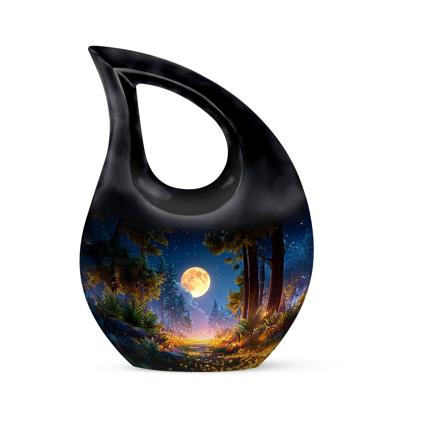 Black Venerable Halloween Cremation Urns for Human Ashes - 10-inch, 200 cu in - Yatskia
