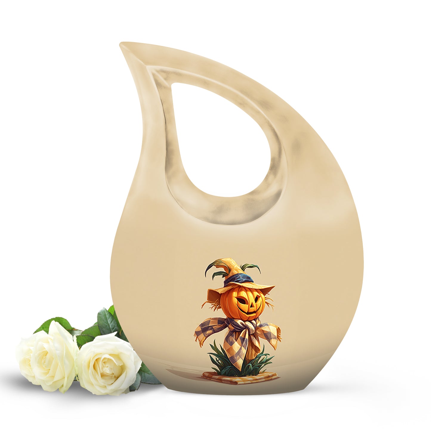 Graceful Gold Halloween Haven Urn for Human Ashes - 10-inch, 200 cu in - Yatskia
