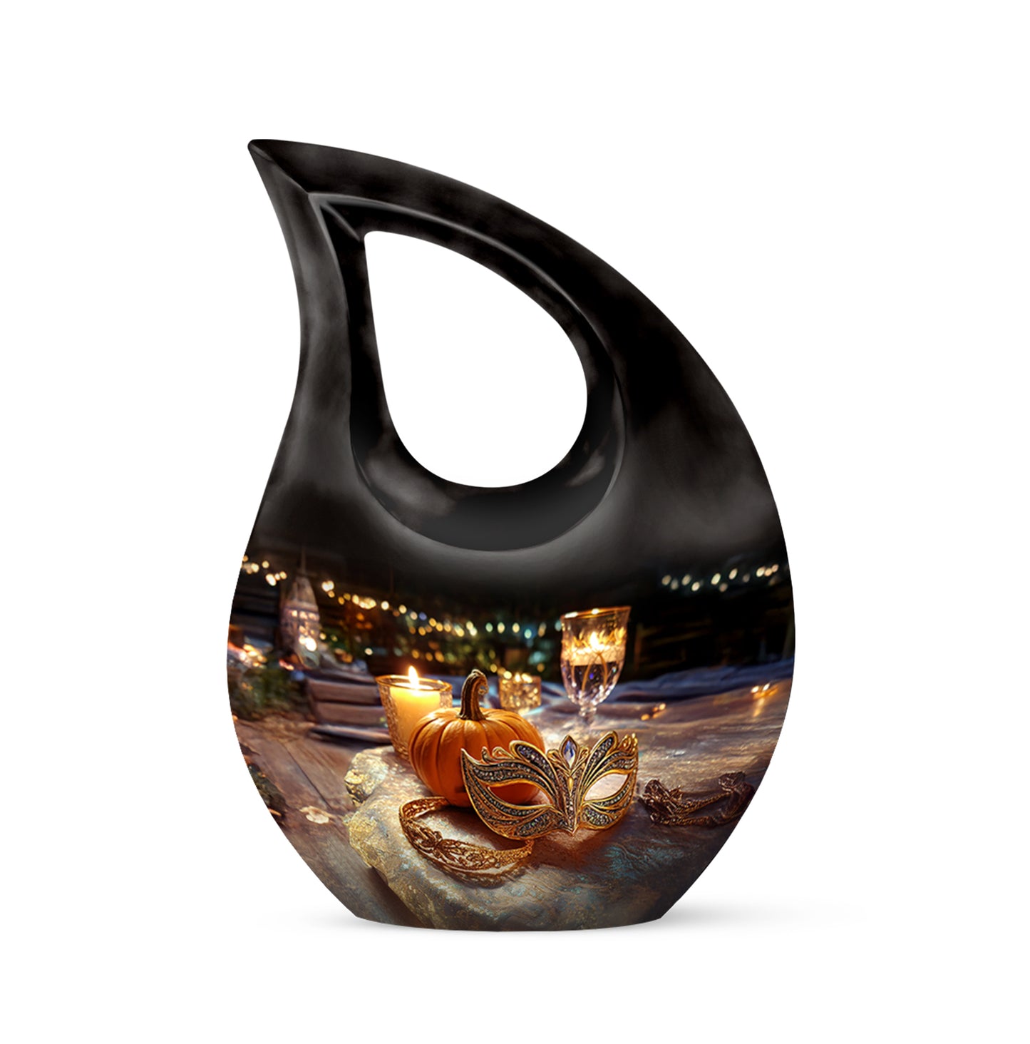 Black Beloved Halloween Cremation Urns for Human Ashes - 10-inch, 200 cu in - Yatskia