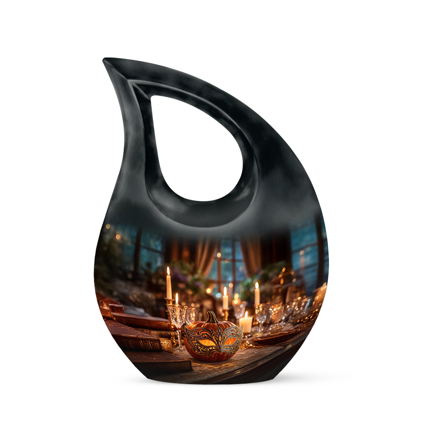 Distinguished Gold Halloween Cremation Urn for Ashes - 10-inch, 200 cu in - Yatskia