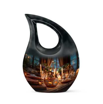 Distinguished Gold Halloween Cremation Urn for Ashes - 10-inch, 200 cu in - Yatskia