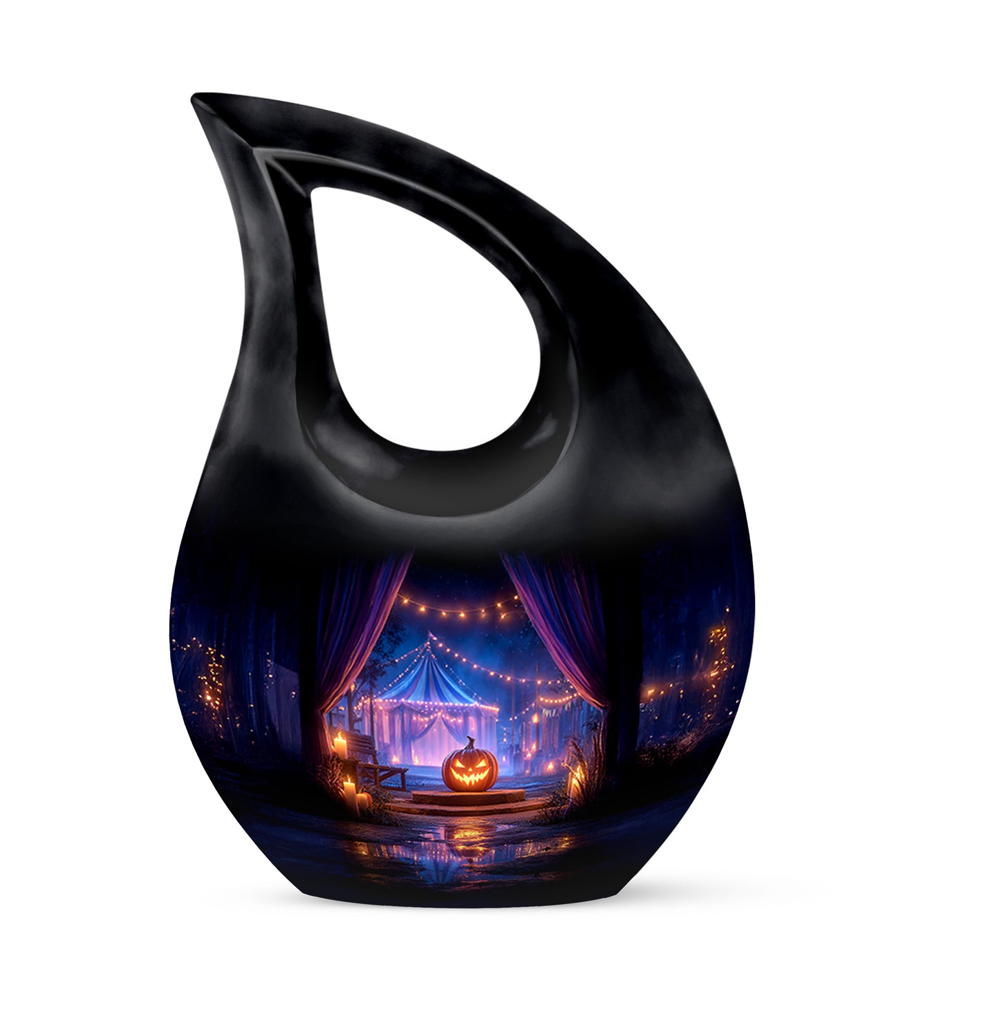 Remarkable Halloween Memorial Cremation Urns - Black 10-inch, 200 cu in - Yatskia