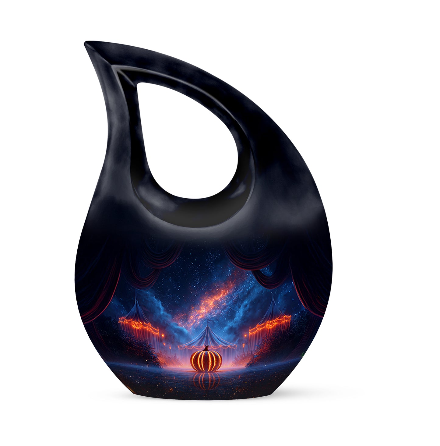 Blue Resounding Halloween Memorial Urn for Ashes - 10-inch, 200 cu in - Yatskia