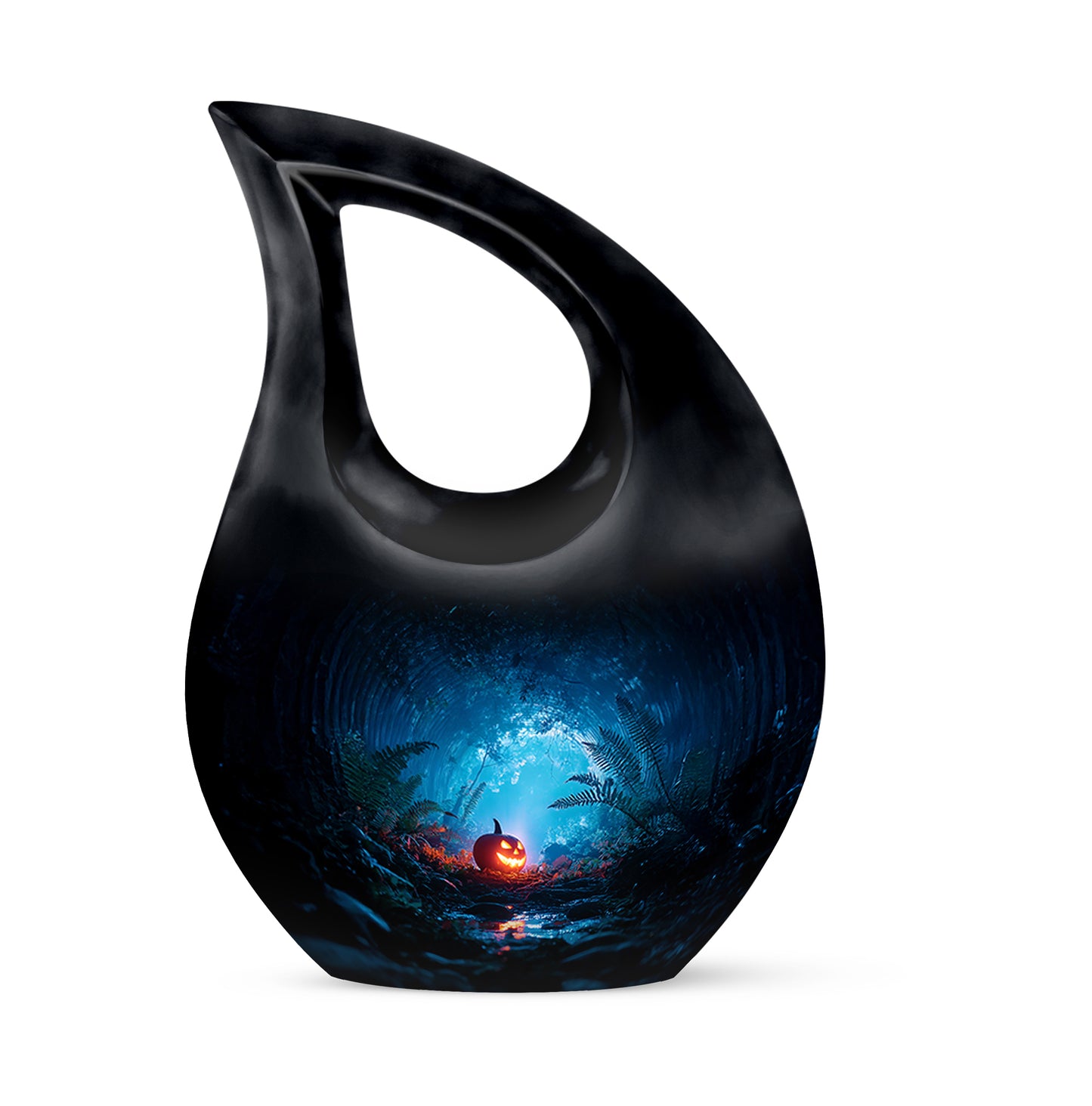 Black Sacred Halloween Cremation Urns for Human Ashes - 10-inch, 200 cu in - Yatskia
