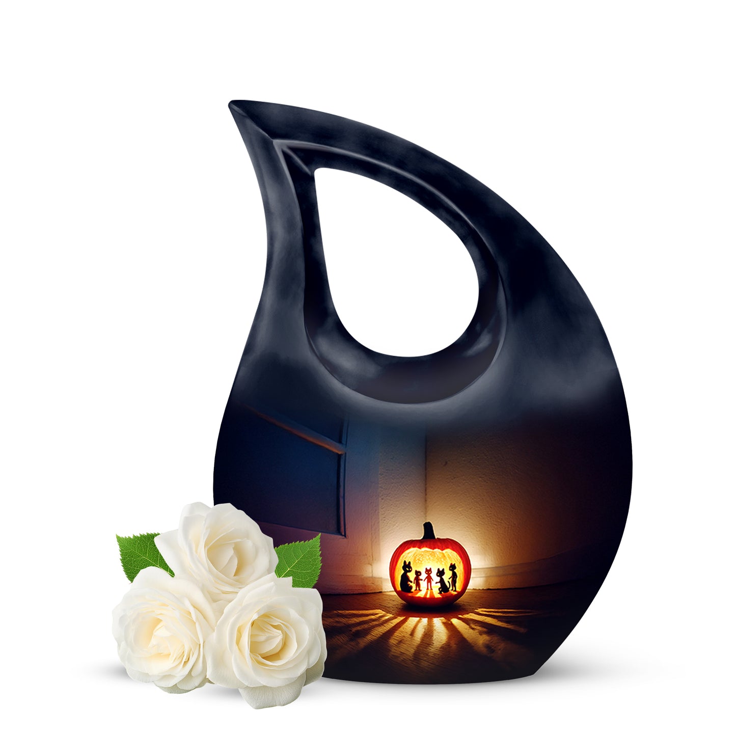 Illustrious Halloween Memorial Cremation Urns - Blue 10-inch, 200 cu in - Yatskia